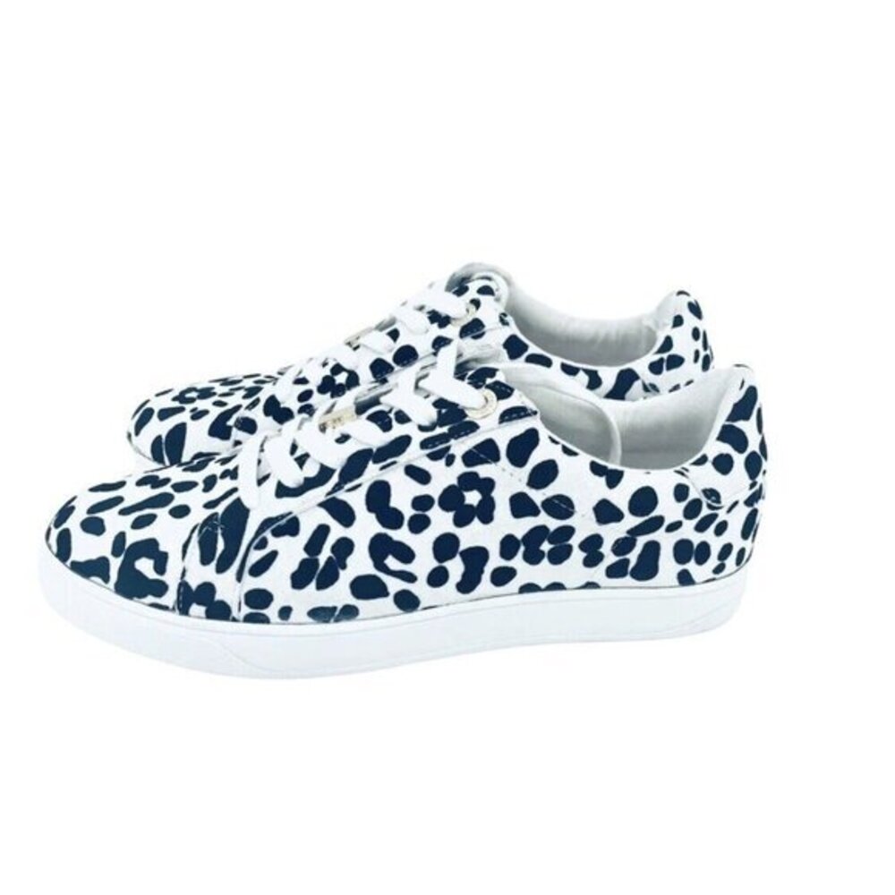 Topshop Women Black White Leopard Print Canvas Sneakers SZ 10 US 40 EU